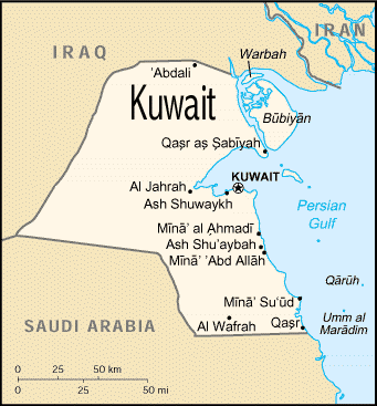 Map of Kuwait